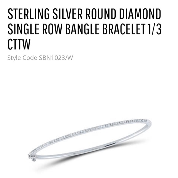 10k white gold vermeil REAL DIAMOND bangle not CZ not moissanite best gift Sale - Picture 7 of 17